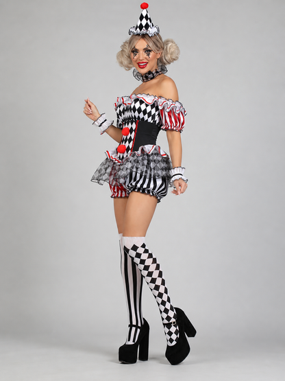 Clown Costume with Hat and Stockings
