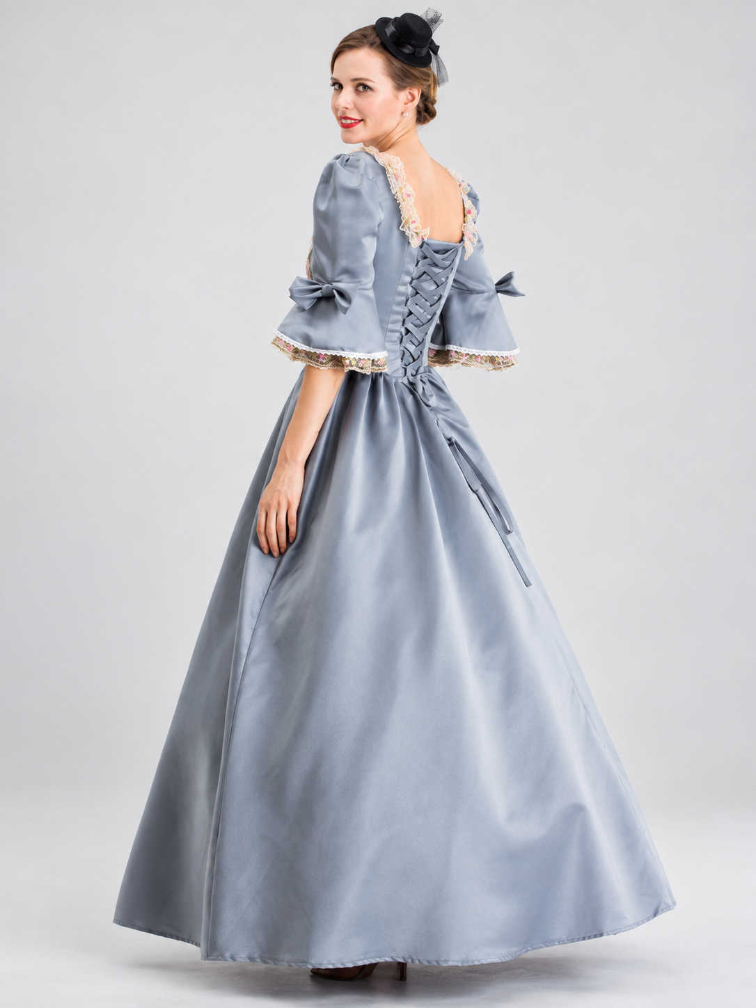 Gray and Silver Adult Carnival Dress with Hat