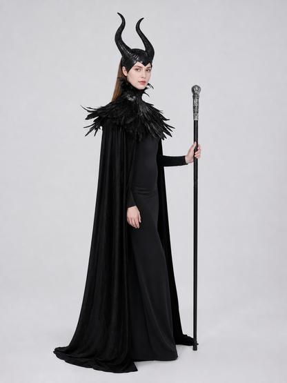 Black cape with scepter, dark fantasy-style set