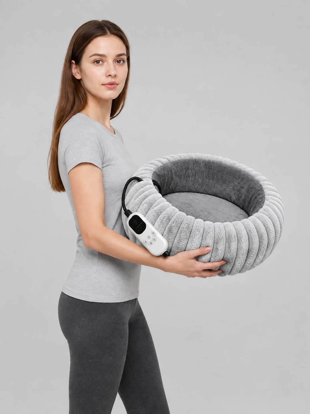 Heated Pet Bed, Gray side view
