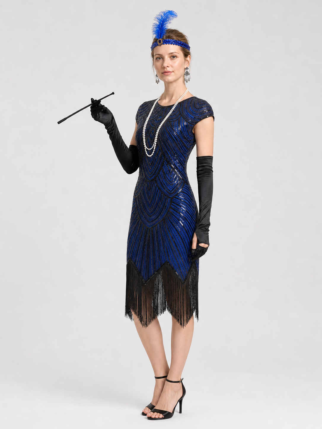 Sequin and Fringe Dress, 1920s-Style Set side view