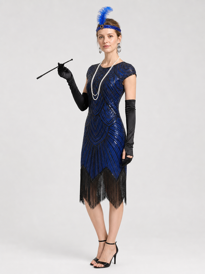 Sequin and Fringe Dress, 1920s-Style Set side view