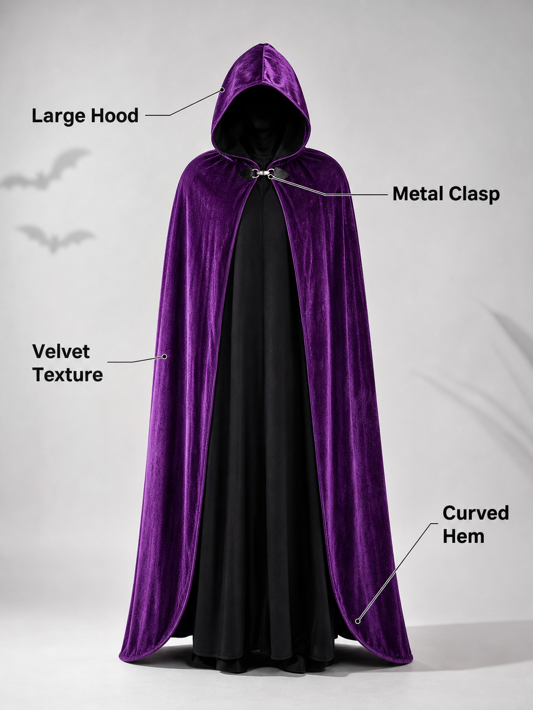 Purple Hooded Costume Cloak