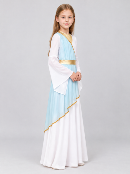 Kids' Carnival Dress with Asymmetrical Draping