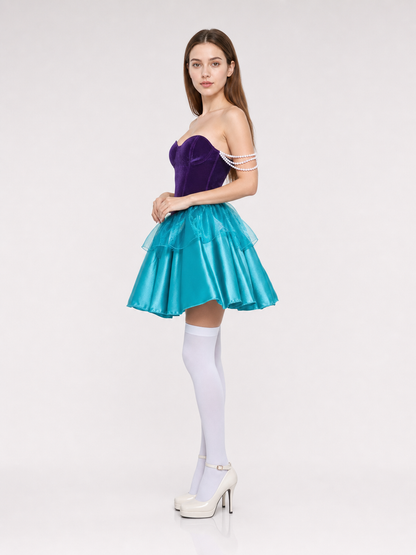 Carnival dress with a sweetheart neckline and ruffles