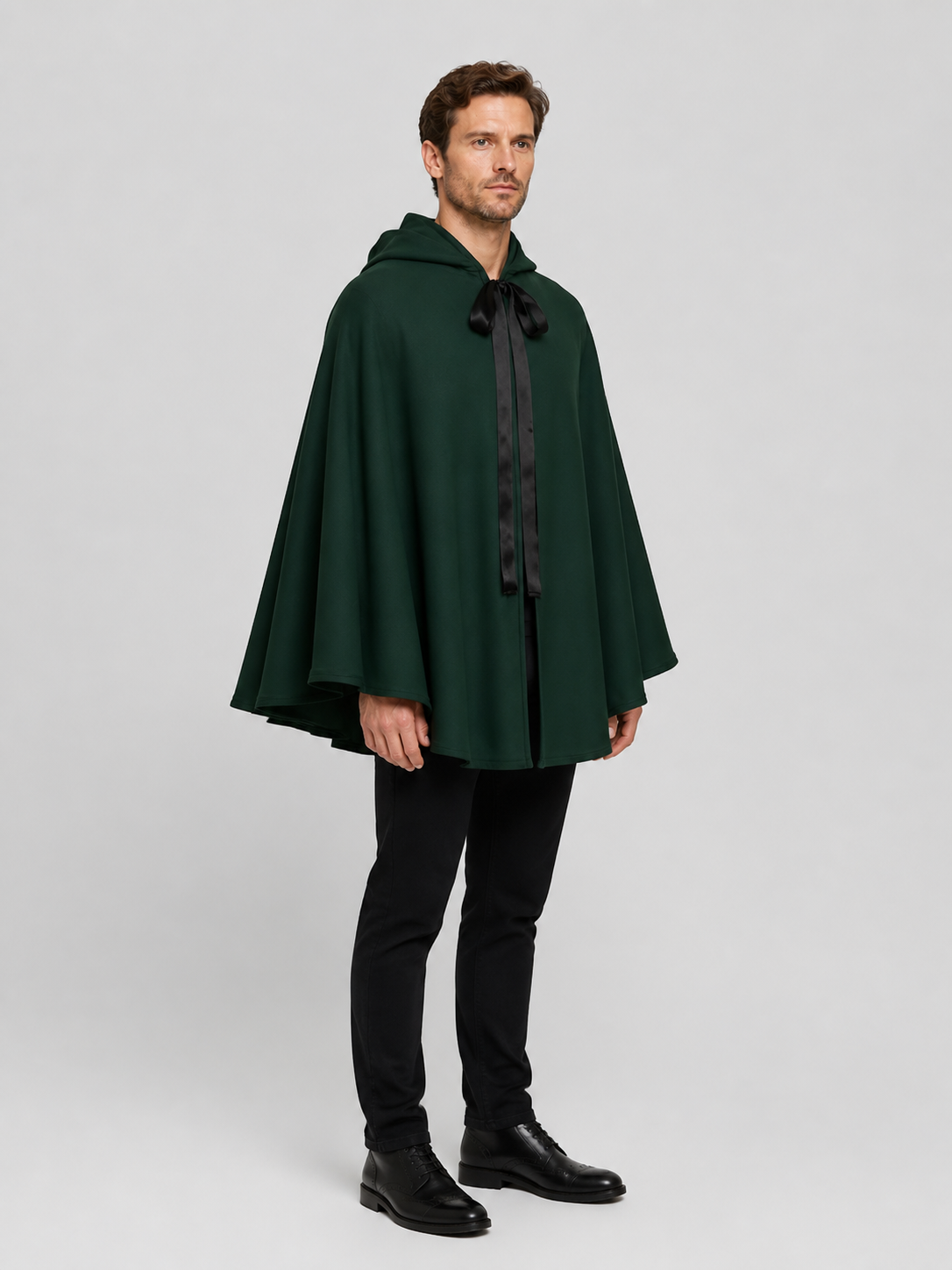 Death Cloak with Hood, Green, for Cosplay and Halloween side view