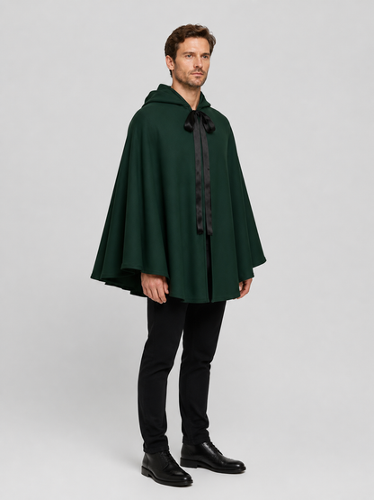 Death Cloak with Hood, Green, for Cosplay and Halloween side view