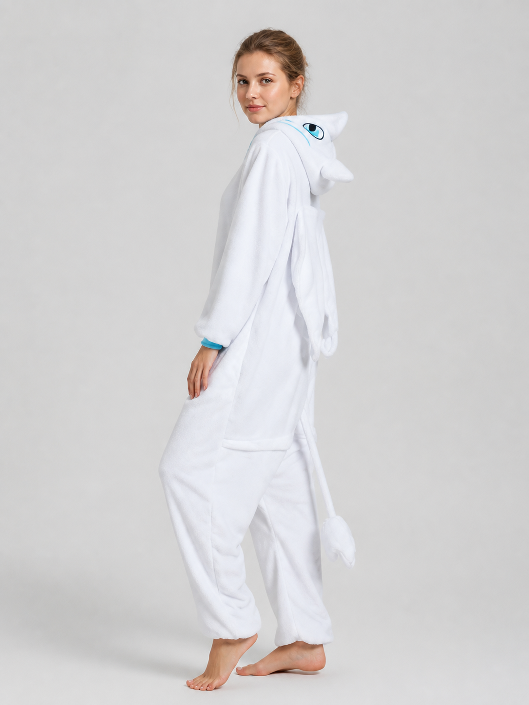 Flannel Husky Hooded Pajama Jumpsuit side view