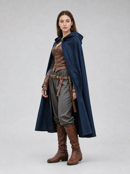 Dark Blue Hooded Costume Cloak