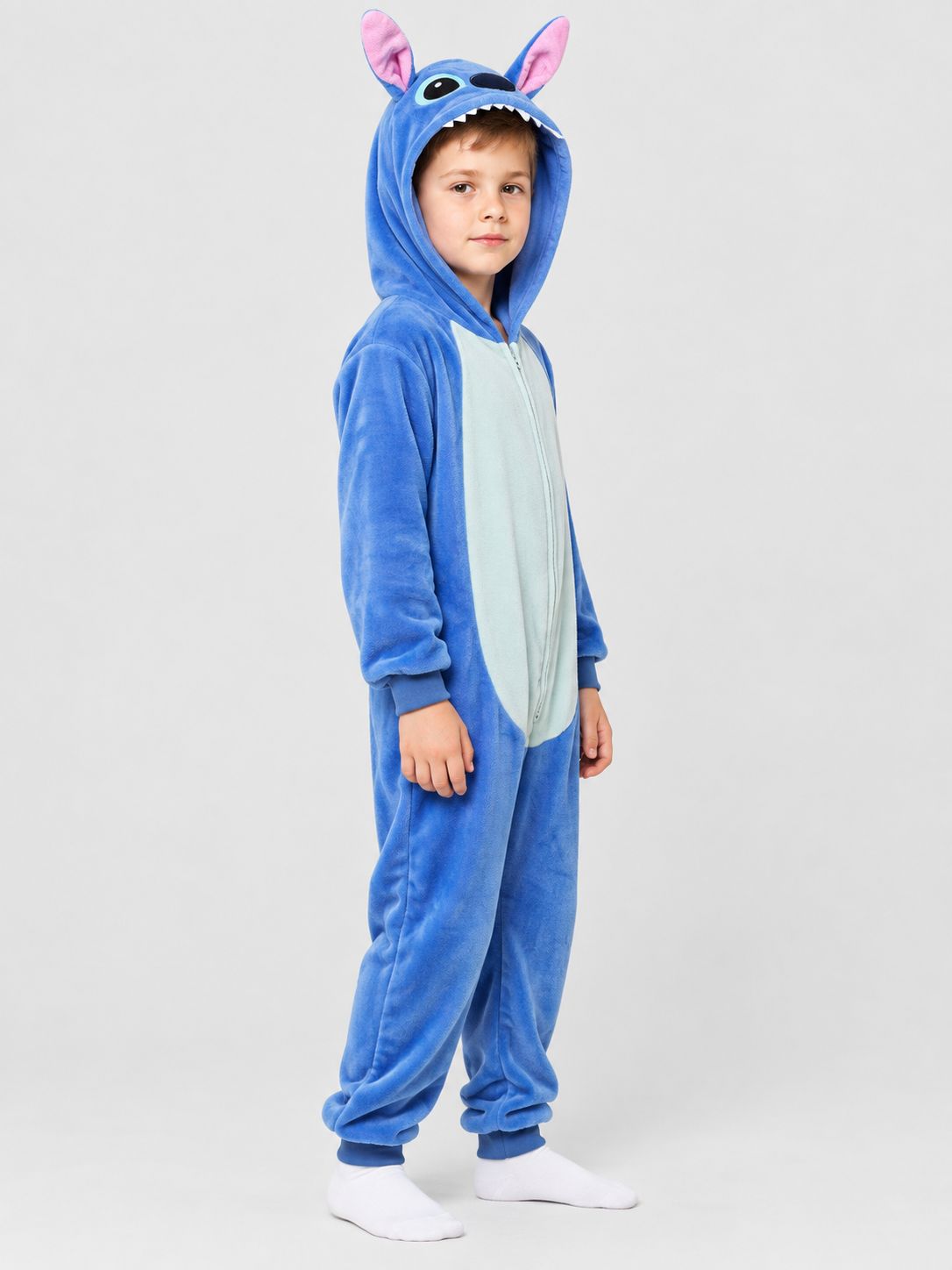 Insulated Hooded Pajama Jumpsuit with Ears, Blue