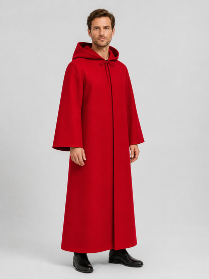 Red Hooded Long Cloak for Cosplay and Halloween side view