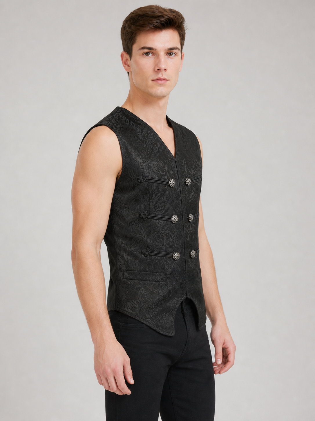Costume Sleeveless Vest with Jacquard Pattern