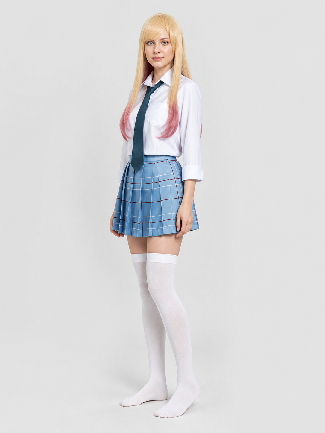 Cosplay School Uniform Set with Wig and Tie side view