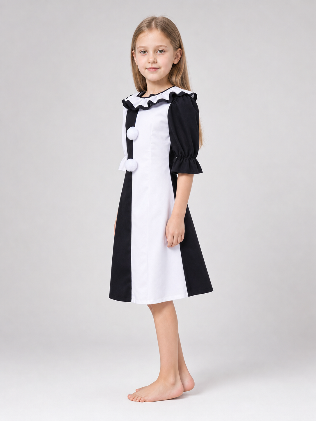 Black and White Clown Costume for Stage and Parties