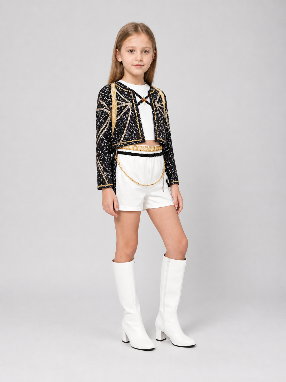 Children's Demon Hunter Costume with Sequins side view