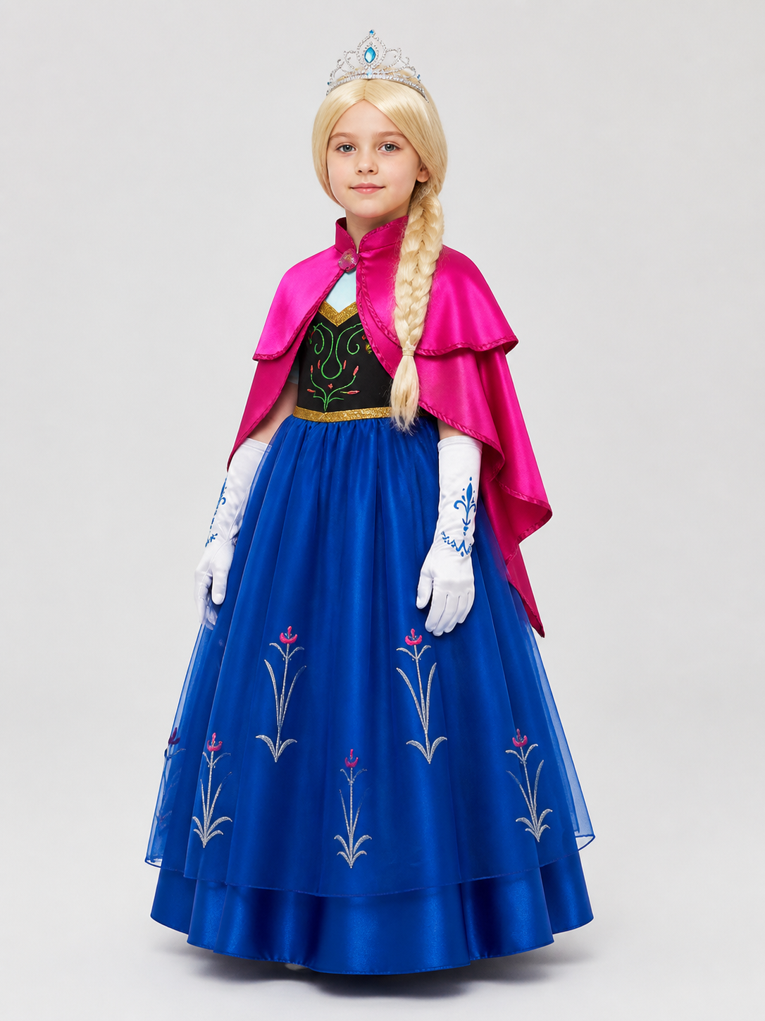 Elsa Princess Costume for Girls with Cape and Crown side view