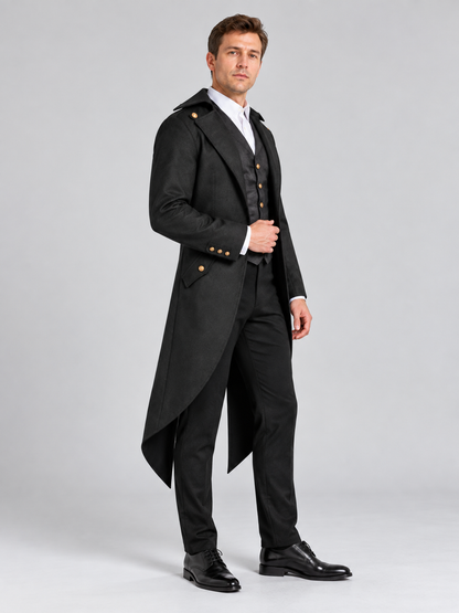 Black Long Tailcoat with Gold Buttons