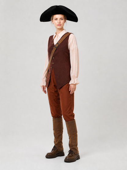 Pirate Costume with Vest and Hat, Sizes S-XXL
