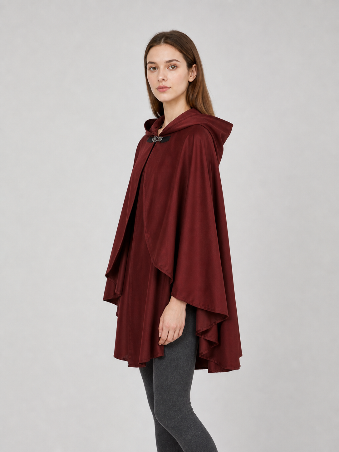 Burgundy Hooded Costume Cloak for Cosplay