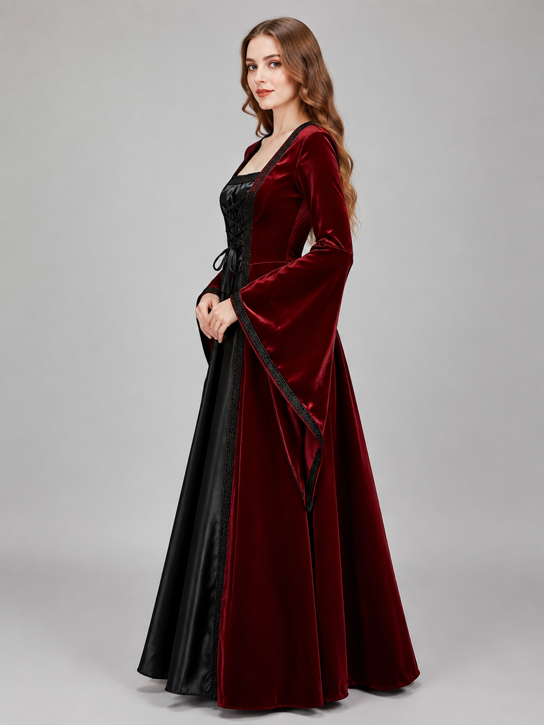 Medieval Dress with Corset Bodice and Lacing side view