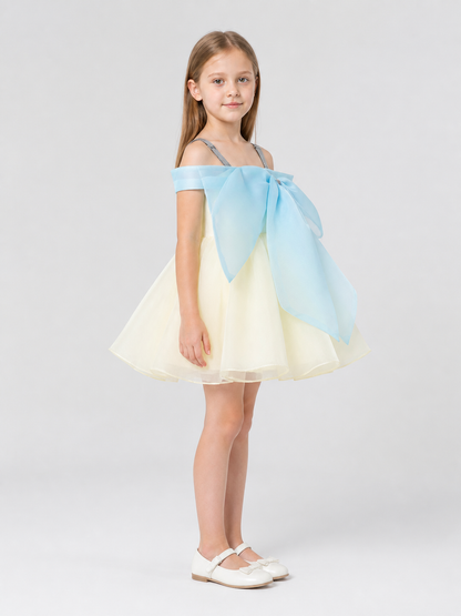 Princess Dress with a Full Layered Skirt and Bow side view