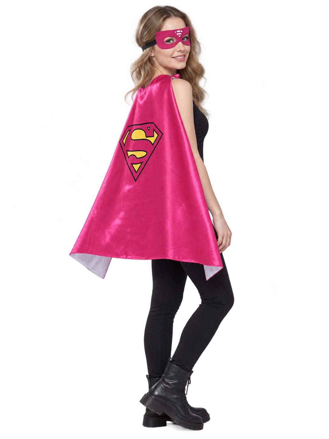 Superhero Cape with Mask, Bright Pink