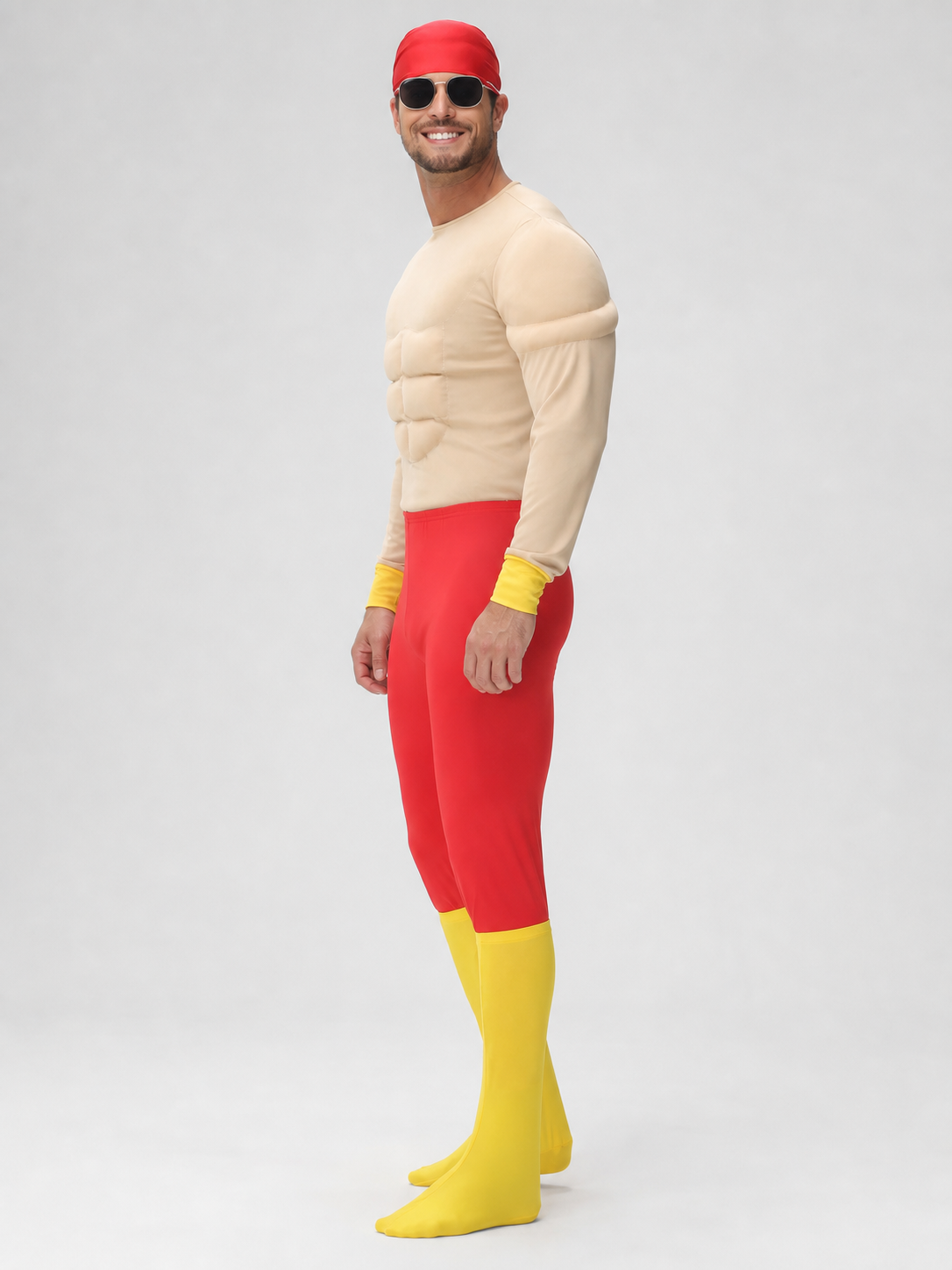 Stage Costume with Sculpted Muscles, Red and Yellow