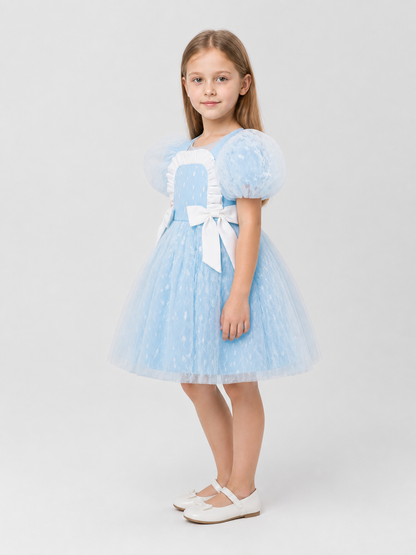 Princess Dress for Girls with a Full Skirt and Bow side view