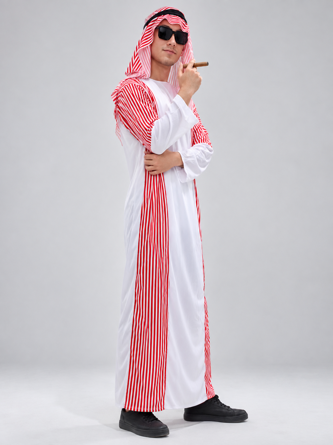 Carnival Costume with Headscarf and Fake Mustache