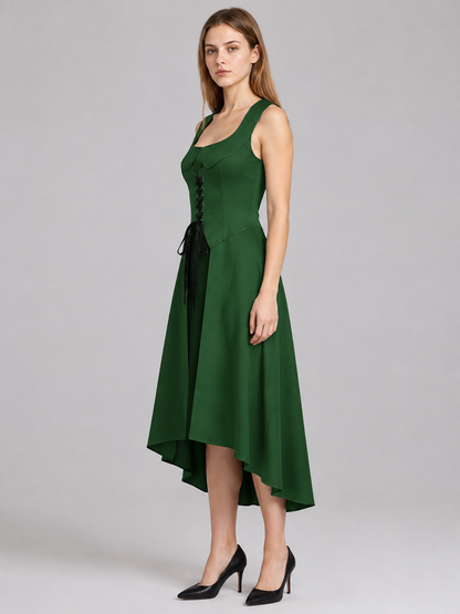 Dark Green Lace-Up Cosplay Dress side view