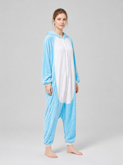 Warm Husky Flannel Pajama Jumpsuit with Hood side view