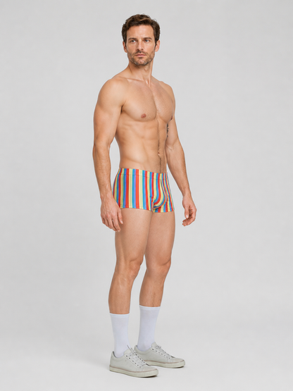 Carnival Shorts with Multicolored Stripes side view