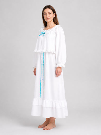 Amiya Arknights Pajama Dress, White, Long Sleeves side view
