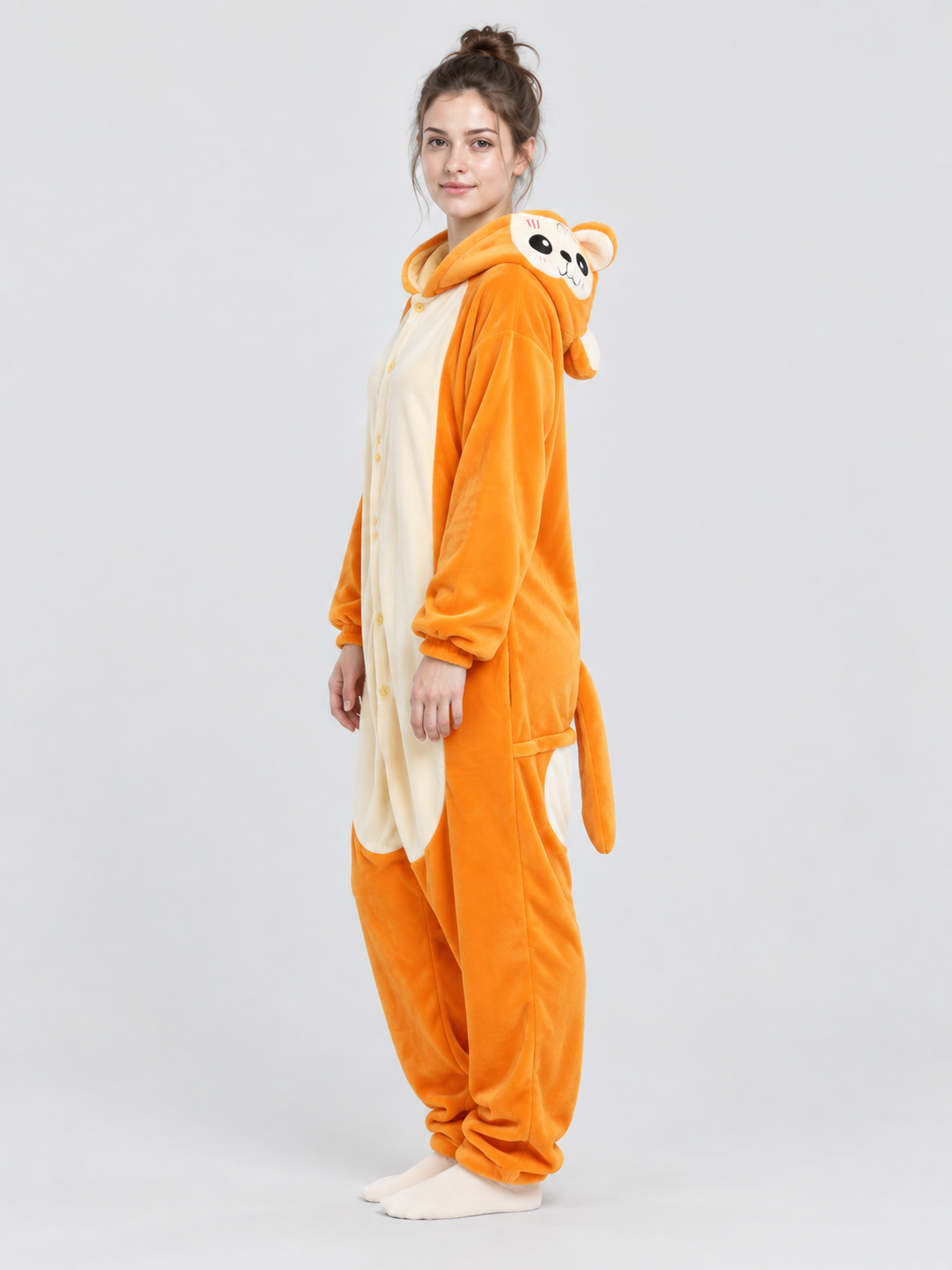 Orange Jumpsuit Pajama with Cream Insert and Hood