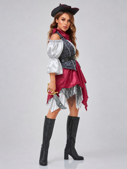 Pirate Costume with Vest and Asymmetrical Skirt