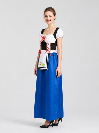 Bavarian Dress Costume with Apron and Beer Glass Print side view