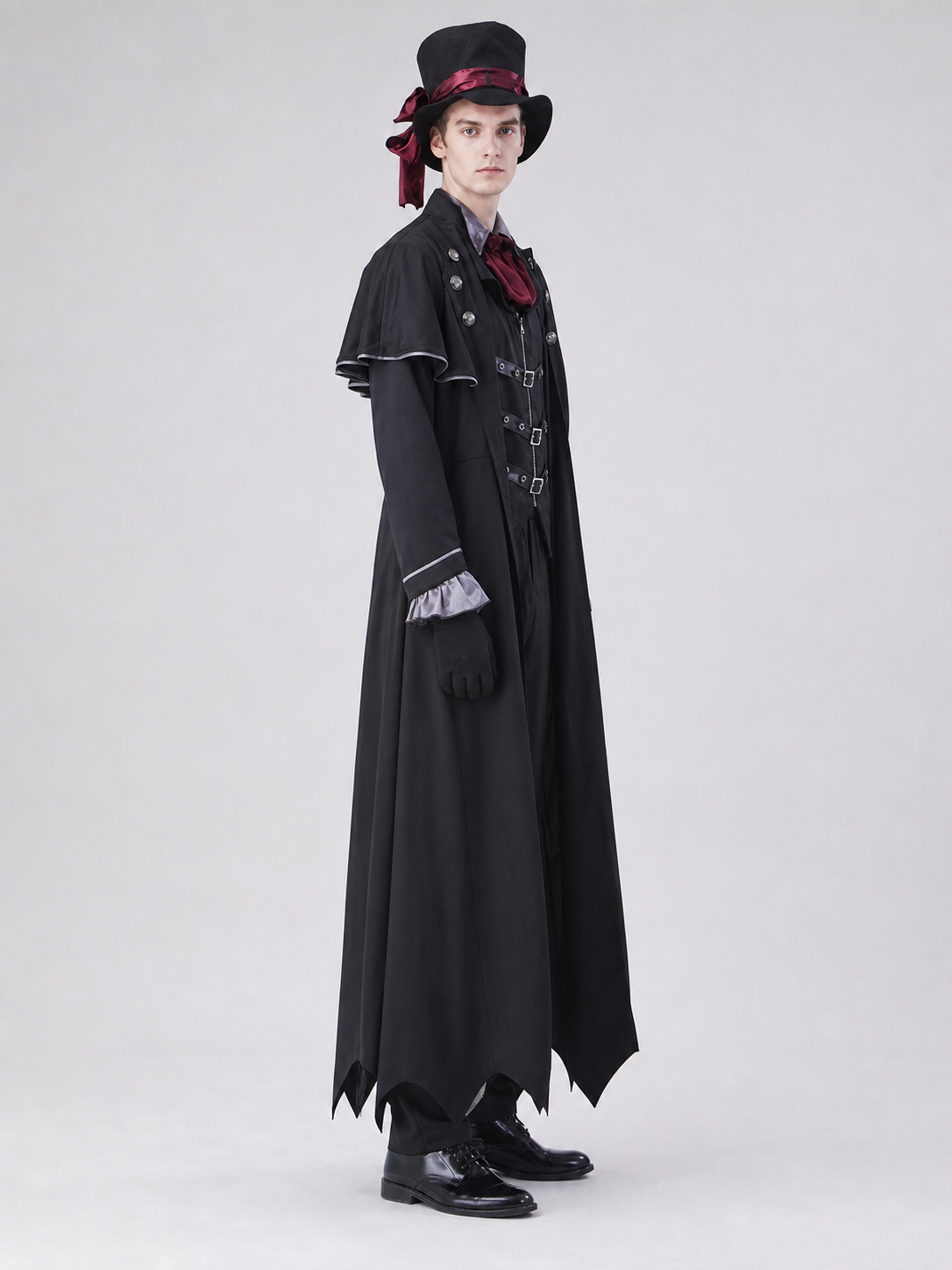 Gothic Vampire Costume with Cape and Top Hat