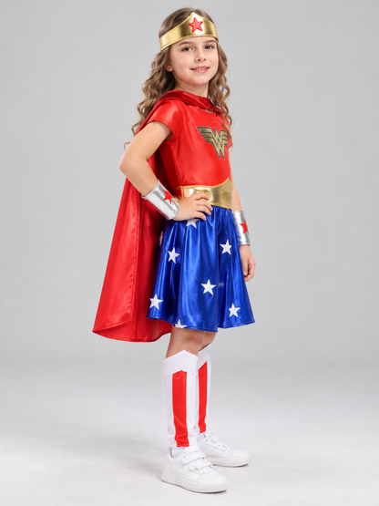Kids' Superhero Carnival Costume with Cape and Skirt