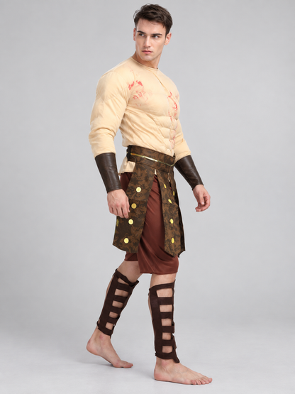 Ancient Roman Warrior Carnival Costume with Bracers side view