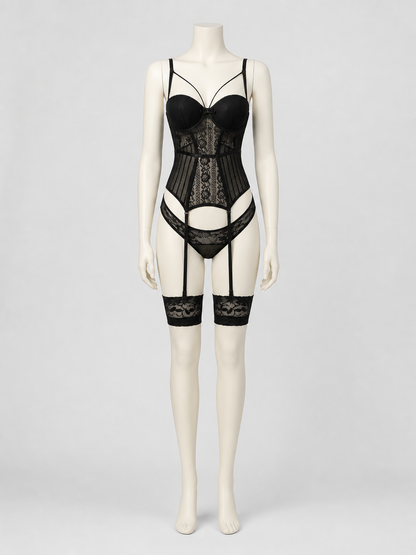 Erotic Lace and Sheer Mesh Bodysuit side view
