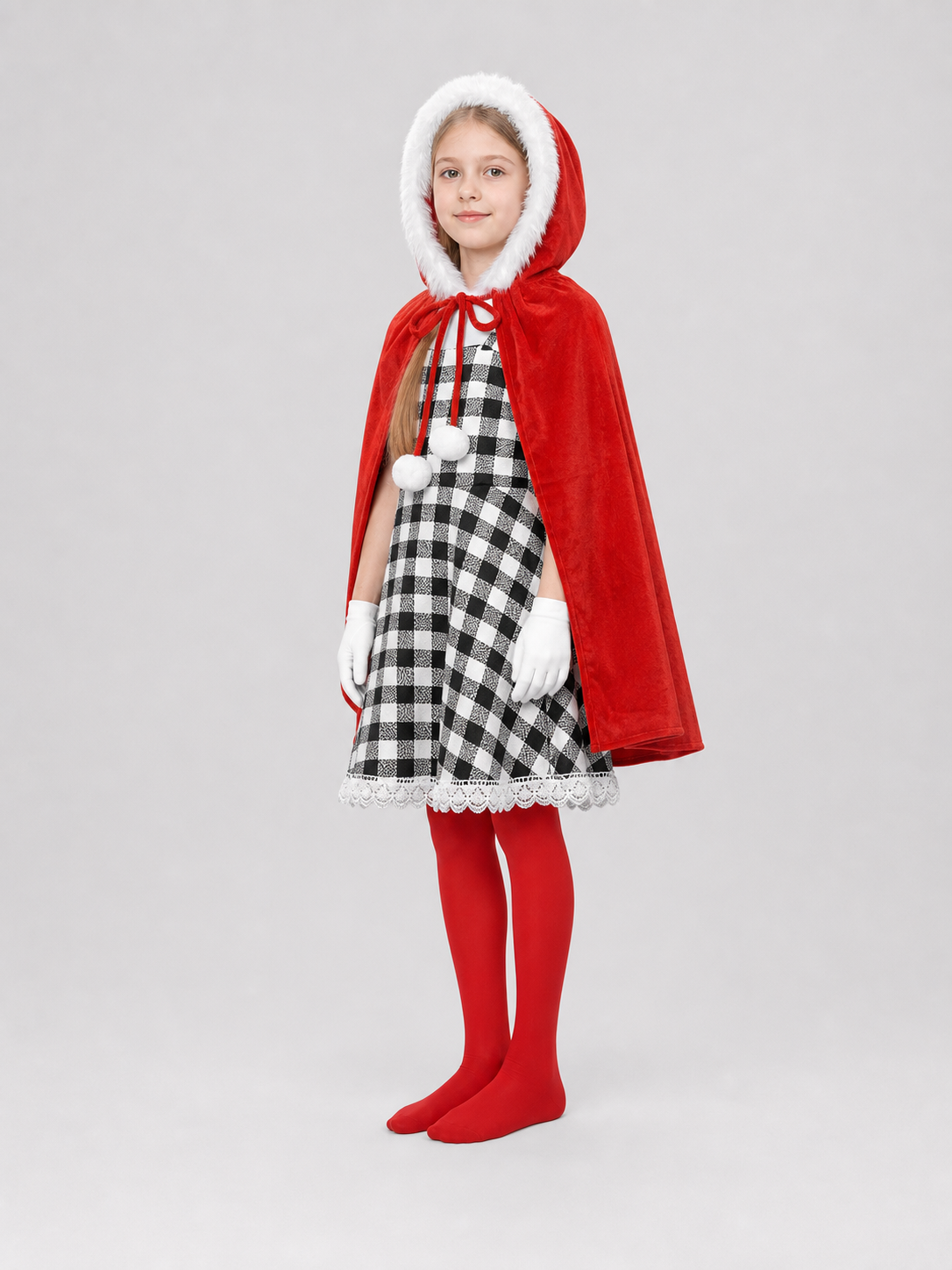 Cindy Lou Who “The Grinch” Costume with Cape and Tights side view