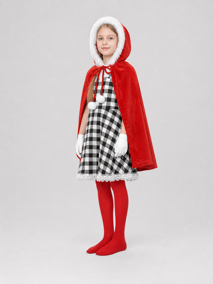 Cindy Lou Who “The Grinch” Costume with Cape and Tights side view
