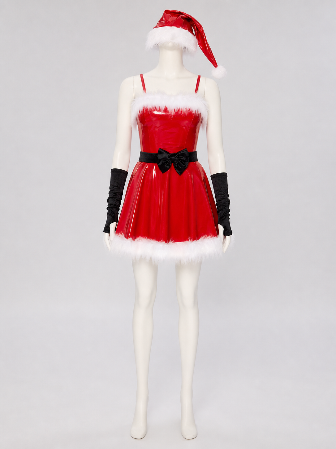 Christmas Character Costume: Red Dress with White Trim side view