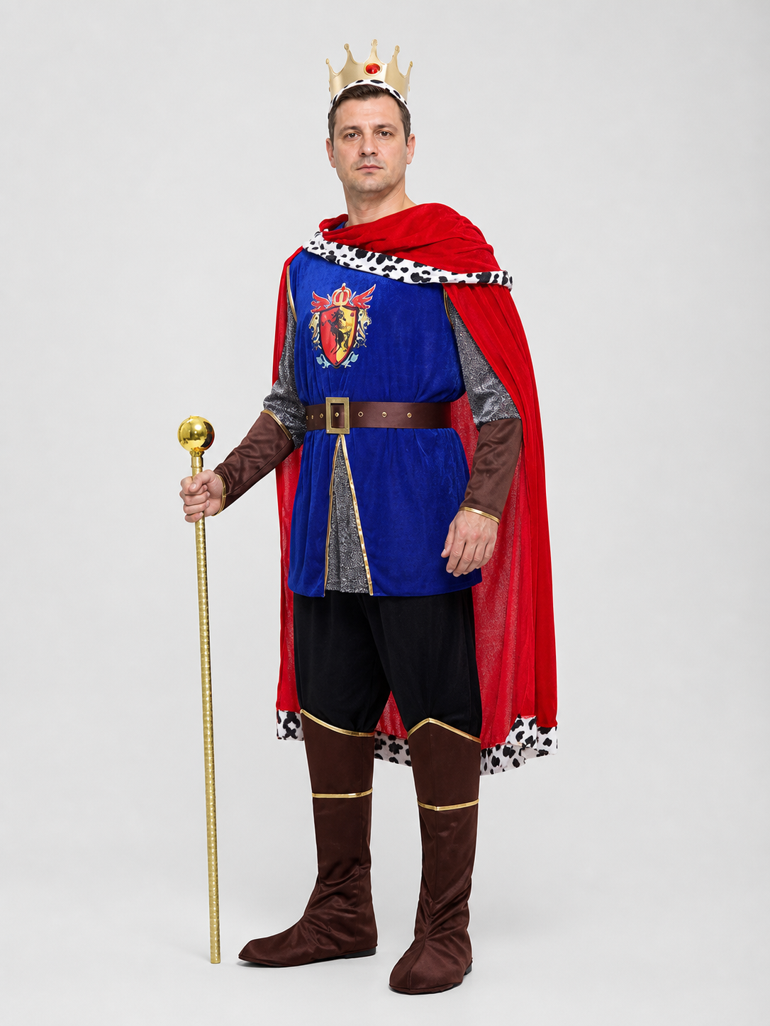 Adult King Costume with Cape and Crown side view
