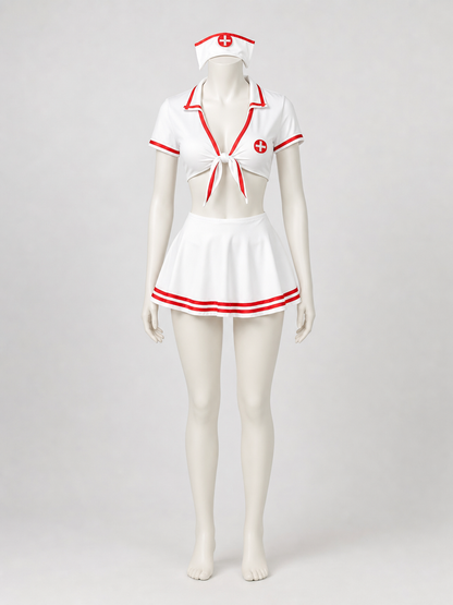 Nurse Costume with Skirt and Cap for Cosplay side view