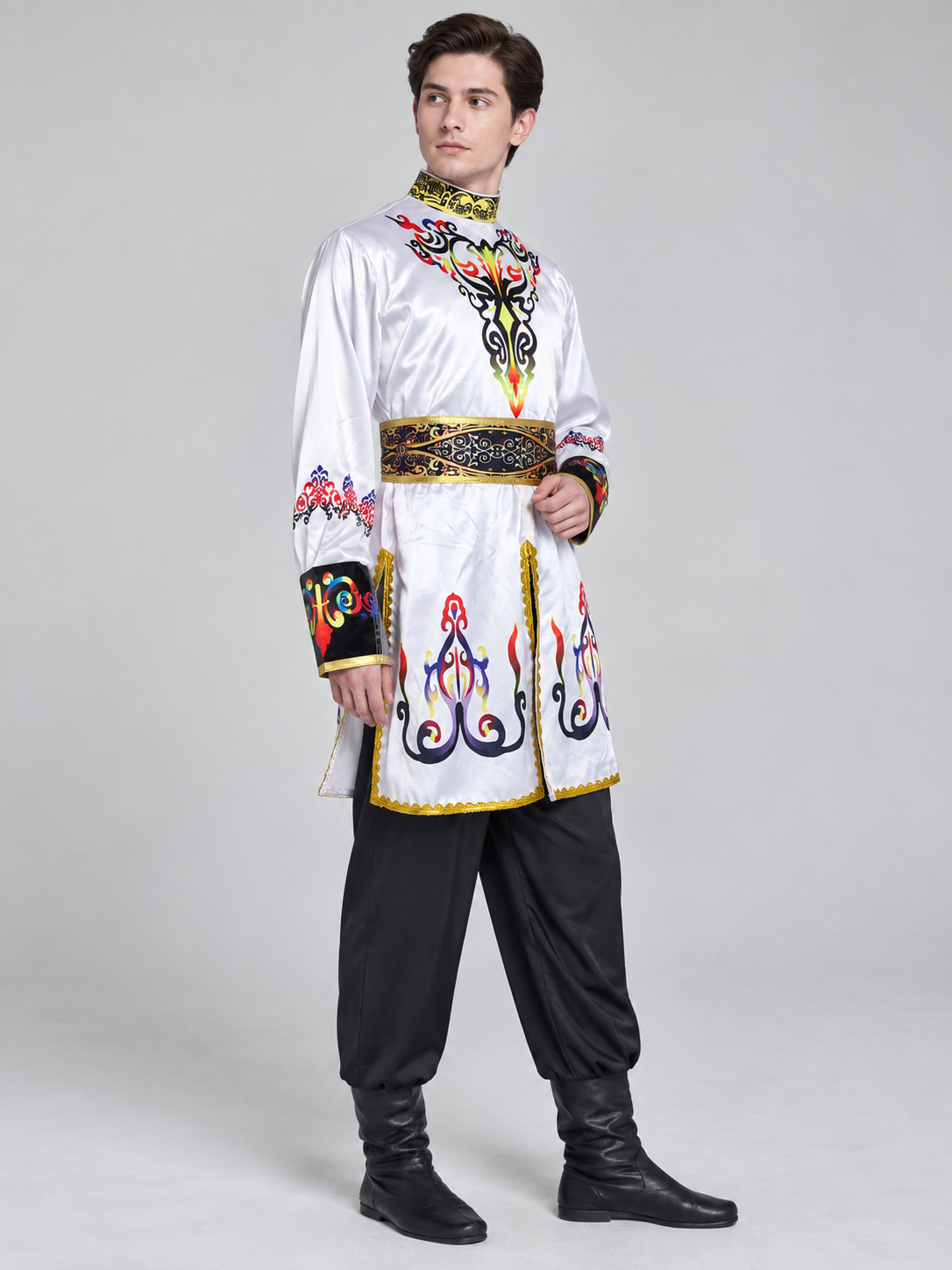 Stage Costume for Folk Dance White Black