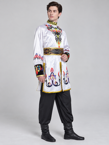 Stage Costume for Folk Dance White Black