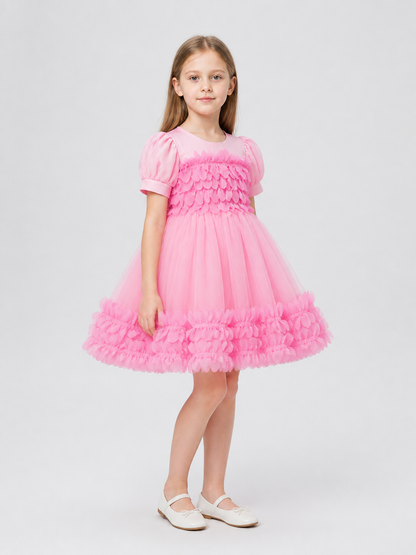 Tutu Dress with 3D Petals, Full Skirt side view