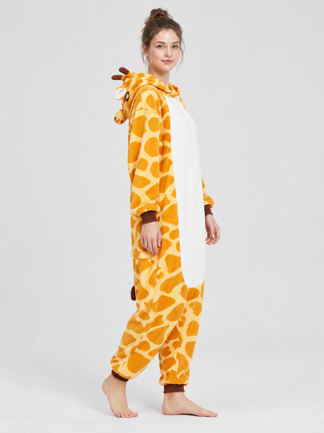 Fleece Giraffe Hooded One-Piece Pajamas