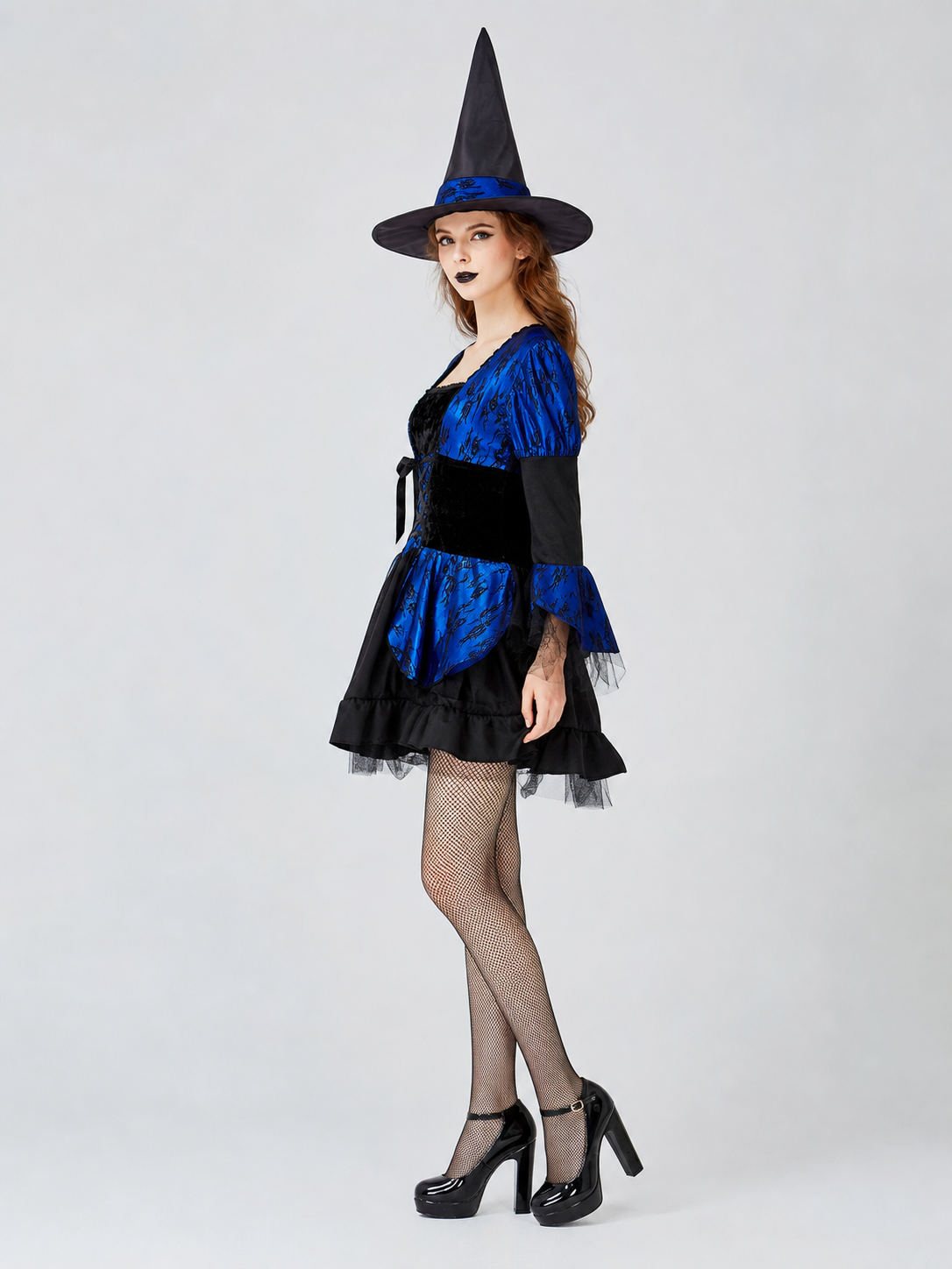 Witch Costume with a Full Skirt and Lacing